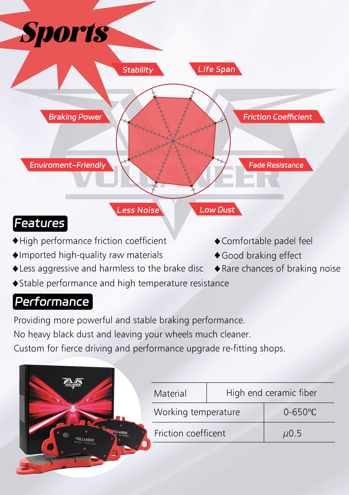 BREMBO CTS-V Replace Brake Pads-  Vulcaneer High performance brake pads SPORT for  VE-VF